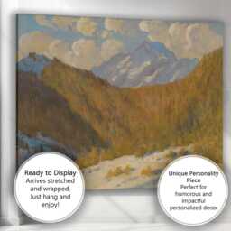 Autumn Mountain Valley Snow Peak Landscape Oil Painting Canvas Wall Art Print Decor Picture Ready To Hang - thumbnail 3