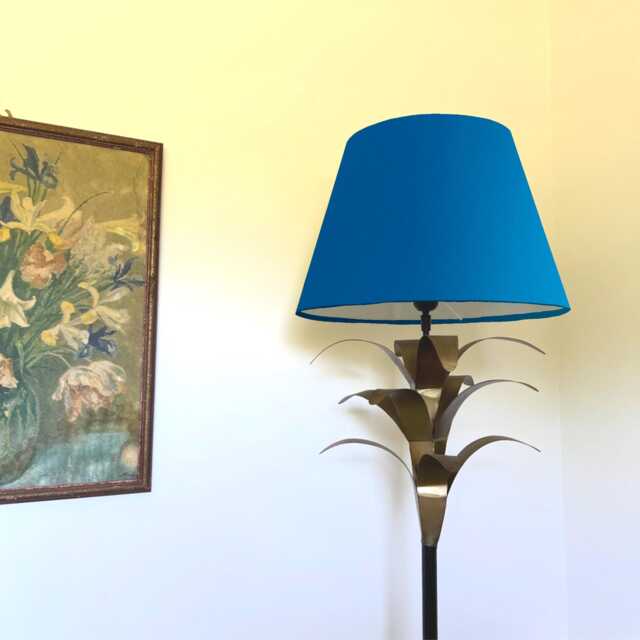 Teal Blue Cotton Empire Lampshade, Coolie Ceiling Light Shade - image 1