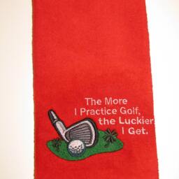 Embroidered Golf Towel Red For Man Or Women With Cute Saying - thumbnail 2
