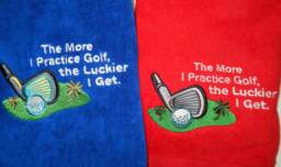 Embroidered Golf Towel Red For Man Or Women With Cute Saying