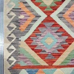 Classic Runner Rug, Handmade Artisan Afghan Turkish Aztec Navajo Wool Kilim Rug 397x84 cm - thumbnail 4