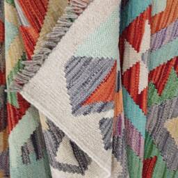 Classic Runner Rug, Handmade Artisan Afghan Turkish Aztec Navajo Wool Kilim Rug 397x84 cm - thumbnail 3