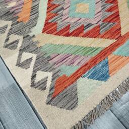 Classic Runner Rug, Handmade Artisan Afghan Turkish Aztec Navajo Wool Kilim Rug 397x84 cm - thumbnail 2
