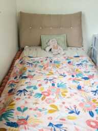 Kids Bed Headboard Cushion Boucle Backrest Wedge Pillow Twin Custom Size Headboards Lumbar Triangle Queen Upholstery King - thumbnail 1
