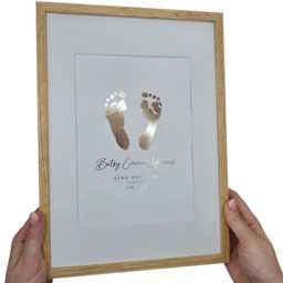 Personalised Baby Hand & Footprint Foil Print, New Keepsake Gift, Birth Announcement Free Ink Kit, Nursery Wall Art, Foot - thumbnail 2