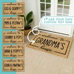 Personalized Coir Doormat - Custom Outdoor Welcome Mat Family Name Front Door Rug Housewarming New Home Gift Grandparent