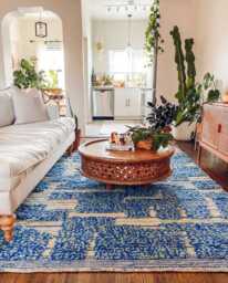 Hand Tufted Blue 3D Rug, Geometric Block Moroccan Carpet, Large Area Shag Handmade Berber Wool Mat, Modern Boho Living Room Decor