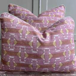 Fermoie Sicily Cotton Cushion Cover Pink Yellow Designer Pillow - thumbnail 2