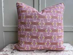 Fermoie Sicily Cotton Cushion Cover Pink Yellow Designer Pillow - thumbnail 1