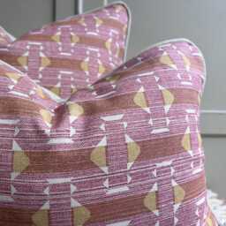 Fermoie Sicily Cotton Cushion Cover Pink Yellow Designer Pillow - thumbnail 3