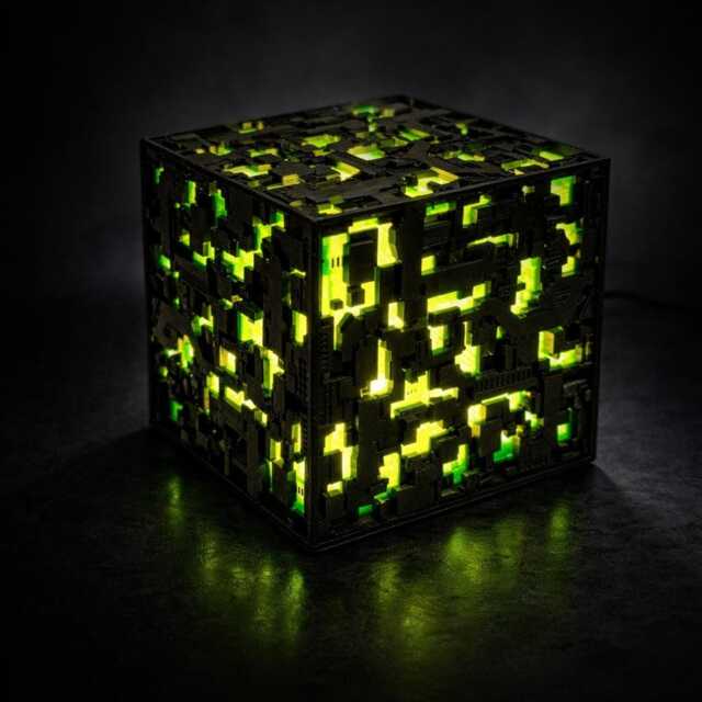 star Trek Borg Cube Lamp - Sci Fi Desk Light Geek Room Decor Unique Nerd Gift Gaming Night - image 1