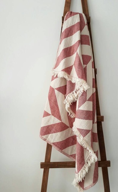 Burgundy Chevron Blanket - Fashion Coverlet Modern Bedding Christmas Gift Stonewashed Soft Couch Bed Throw Cozy - image 1
