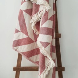 Burgundy Chevron Blanket - Fashion Coverlet Modern Bedding Christmas Gift Stonewashed Soft Couch Bed Throw Cozy - thumbnail 2