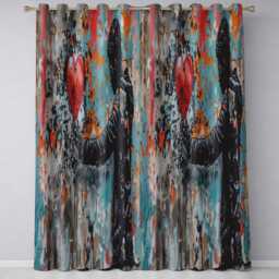 Man Holding Red Heart On Textured Graffiti Wall Vibrant Artwork For Bedroom Decor Readymade Eyelet Ring Top Thermal 100% Blackout Curtains - thumbnail 3