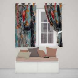 Man Holding Red Heart On Textured Graffiti Wall Vibrant Artwork For Bedroom Decor Readymade Eyelet Ring Top Thermal 100% Blackout Curtains - thumbnail 2