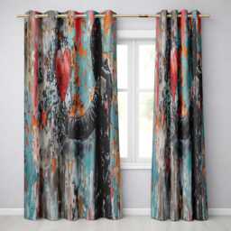 Man Holding Red Heart On Textured Graffiti Wall Vibrant Artwork For Bedroom Decor Readymade Eyelet Ring Top Thermal 100% Blackout Curtains