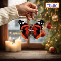 Custom Name Dry Pressing Butterflies Personalized Ornament, Christmas Tree Hanging Decor, 2D Flat Acrylic Ornament Holiday Gift - thumbnail 1