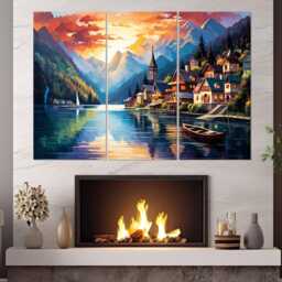 Hallstatt Lake in The Alps Canvas Print, Wall Art, Austrian Alpine Landscape, Framed & Ready To Hang - thumbnail 3