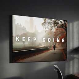 Keep Going Quote Running Central Park Motivational Inspirational Framed Canvas Wall Art Poster Print Home Office & Room Decor Runner Gift - thumbnail 1