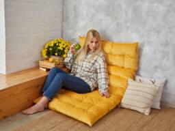 Velvet Floor Cushion Seating, Water Repellent Pillow Sofa, Custom Cushion, Reading Nook Meditation Couch - thumbnail 1