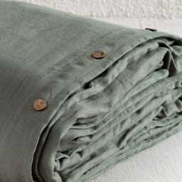 Moss Green Linen Duvet Cover, Natural Bedding, Custom Size Covers Queen To King - thumbnail 3