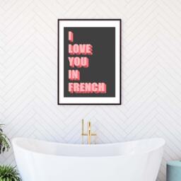 I Love You in French Print, Slogan Poster, Bold Typography Inspirational Wall Art - thumbnail 2