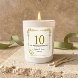 Personalised 10Th Tin Anniversary Candle, Soy Wax Keepsake Gift For Parents - thumbnail 1