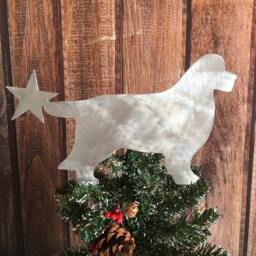 Newfoundland, Dog Christmas Tree Topper, Holiday Decoration, Aluminum, Wall Hanging, Yard Stake, Silver, Metal, Lover Gift, Stars