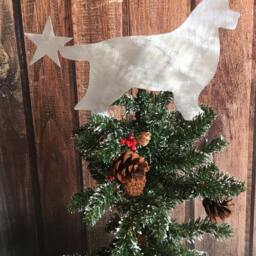 Newfoundland, Dog Christmas Tree Topper, Holiday Decoration, Aluminum, Wall Hanging, Yard Stake, Silver, Metal, Lover Gift, Stars - thumbnail 4