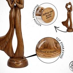 Personalized Wooden Couple Sculpture - Unique 5Th Anniversary Gift With Names - thumbnail 3