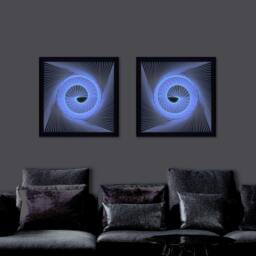 Neon String Art - Purple Geometric Uv Wall Modern Abstract Moody Home Decor - thumbnail 2