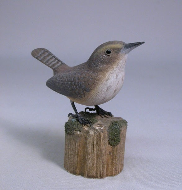 Rock Wren Hand Carved & Painted Wooden Bird - image 1