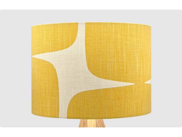 Retro Yellow Cream Lampshade, Table Floor Lamp/Ceiling Pendant, Small Medium Large, 20cm 25cm 30cm 35cm 40cm, UK Fabric Light Shade - image 1