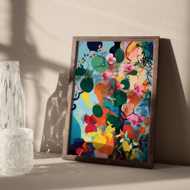 Matisse Style Flowers Poster Abstract Nature Wall Art - image 1