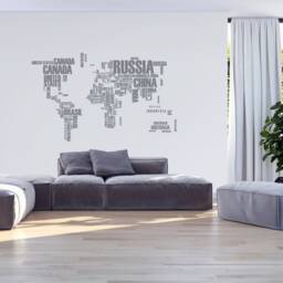 World Map - Wall Decals Stickers Country Names Text Typography Home Decor Office Skuwomapte - thumbnail 3