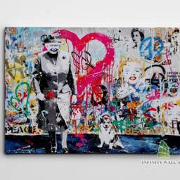 Queen Elizabeth & Corgi Dog Graffiti Canvas Art Wall Print Picture Banksy Style Framed Home Decor -D319 - thumbnail 2