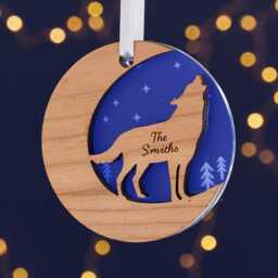 starry Wolf Wood Personalised Christmas Decoration-Wooden Tree Decoration-Personalized Ornament
