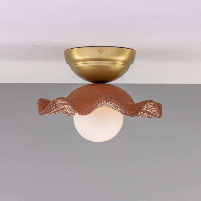 Rivale Ceiling Light With Wavy Ceramic Shade Red Iron 8.25 Ip20 - image 1