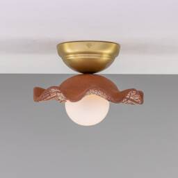 Rivale Ceiling Light With Wavy Ceramic Shade Red Iron 8.25 Ip20