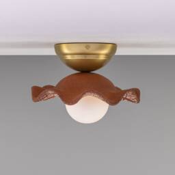Rivale Ceiling Light With Wavy Ceramic Shade Red Iron 8.25 Ip20 - thumbnail 2