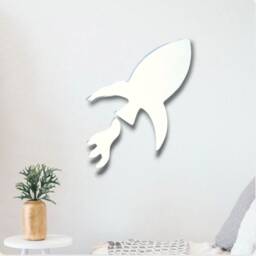 Space Rocket Acrylic Mirror Wall Art Personalized Engraving Available - thumbnail 2