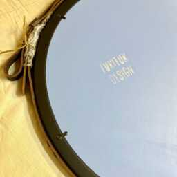 Black Frame Leather Mirror For Bathroom, Wood Framed Large Wall Mirror, Round Decor, Leather Strap Wood Bathroom - thumbnail 4