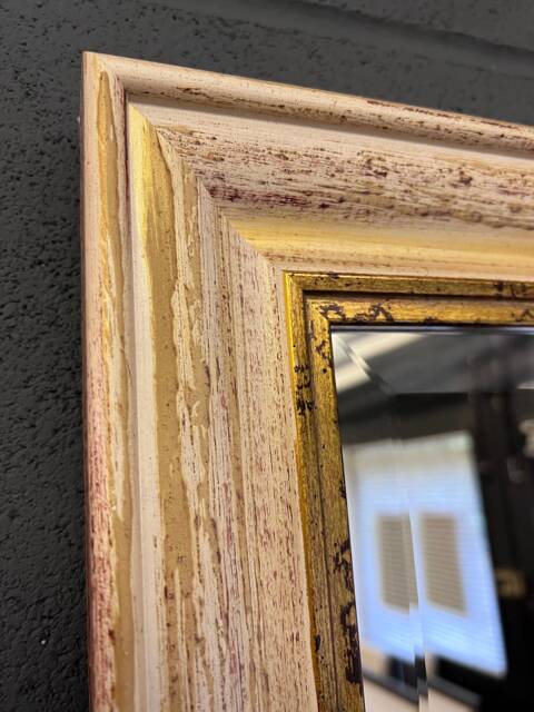 Handcrafted Mirror Michelangelo White Base With Gold Wash Contemporary Design - image 1