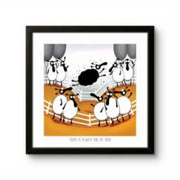 "Funny Sheep Pun Art Print, Quirky Farmhouse Decor - 10""x10" - thumbnail 1