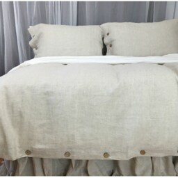 Linen Duvet Cover With Wood Button Closure - Pick Your Color, Washed Linen, Soft Queen Duvet Cover, King Linen Bedding - thumbnail 2