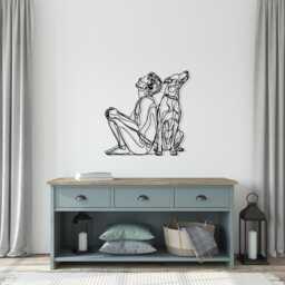 Modern Line Art Dog & Owner Metal Wall Decor, Pet Lover Gift - thumbnail 3
