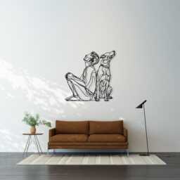 Modern Line Art Dog & Owner Metal Wall Decor, Pet Lover Gift - thumbnail 4