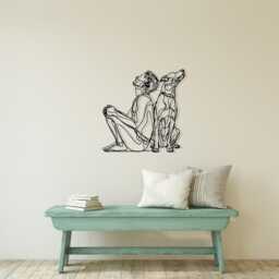 Modern Line Art Dog & Owner Metal Wall Decor, Pet Lover Gift - thumbnail 2