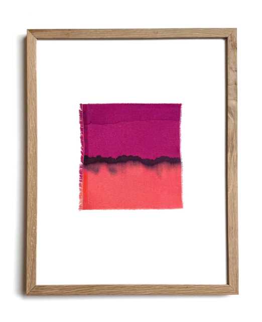"Botanical Dye Painting On Silk Abstract Sunset Textile Artwork, Framed 11x14 - ""Winter I" - image 1