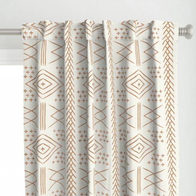 Modern Farmhouse Curtain Panel - Moroccan Beige Dark Maple Bohemian Home Custom Mudcloth Bone By Littlearrowdesign - image 1